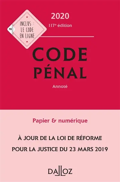 Code pénal 2020 : annoté