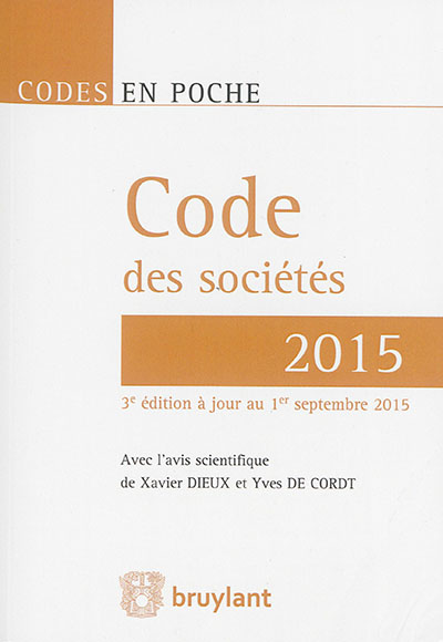 Code des sociétés : textes au 1er septembre 2015