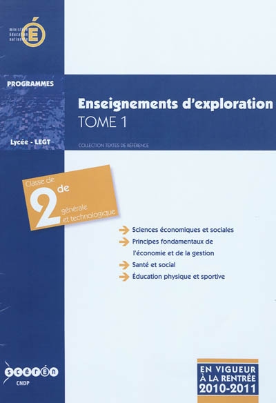 Enseignement d'exploration,...