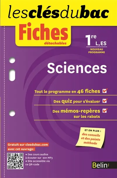 Sciences 1re L, ES : nouveau programme