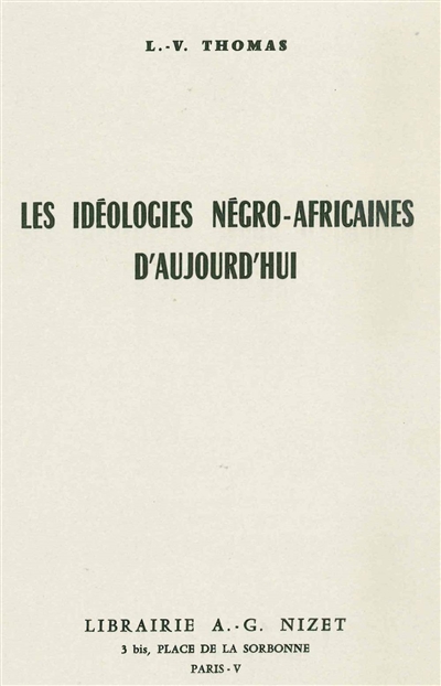 les idéologies négro-africaines d'aujourd'hui
