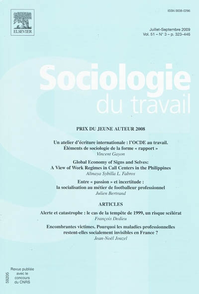 Sociologie du travail, n° 3 (2009)