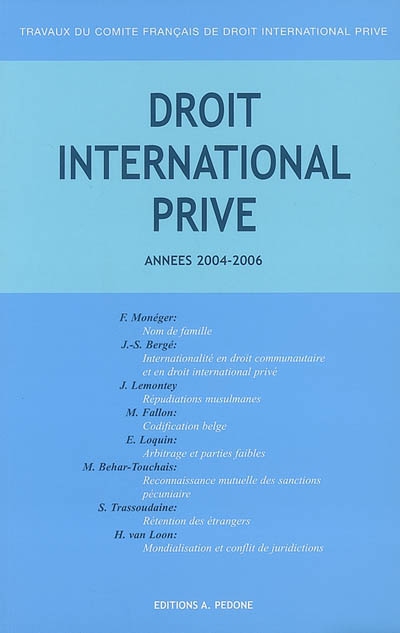 Droit international privé : années 2004-2005, 2005-2006