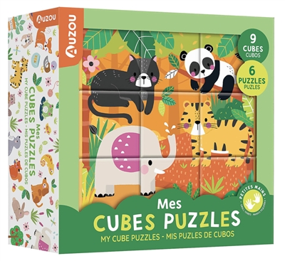 Mes cubes puzzles : 9 cubes, 6 puzzles. My cube puzzles : 9 cubes, 6 puzzles. Mis puzles de cubos : 9 cubos, 6 puzles