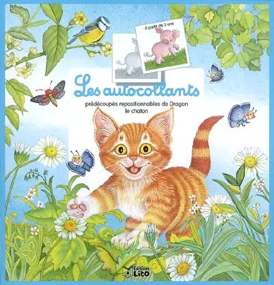 Les autocollants prédécoupés repositionnables de Dragon le chaton