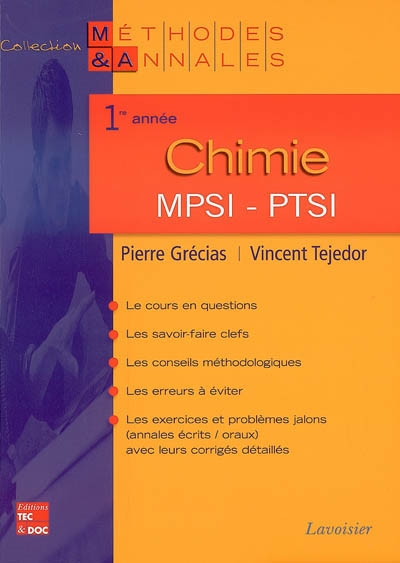 Chimie, 1re année MPSI-PTSI