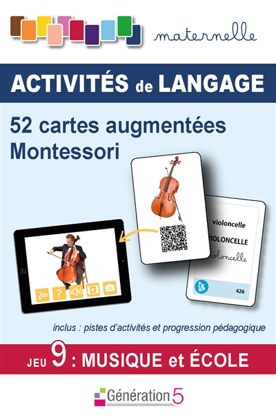 Activités de langage : 52 cartes augmentées Montessori : musique et école
