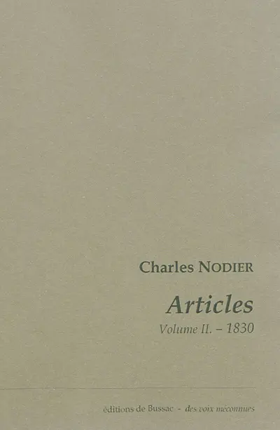 Articles. Vol. 2. 1830