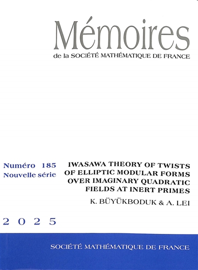 Mémoires de la Société mathématique de France, n° 185. Iwasawa theory of twists of elliptic modular forms over imaginary quadratic fields at inert primes
