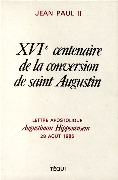 Lettre apostolique Augustinum Hipponensem du pape Jean-Paul II