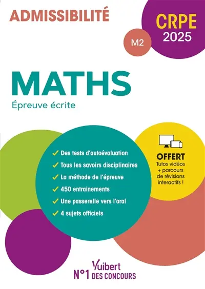 Maths, épreuve écrite : admissibilité M2 : CRPE 2025