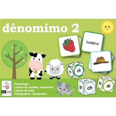 Dénomimo 2 : phonologie, lecture de voyelles, consonnes, lecture de mots, orthographe, vocabulaire