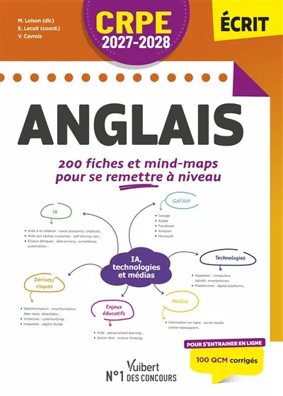 Anglais : 200 fiches et mind-maps pour se remettre à niveau : CRPE 2027-2028 écrit Anglais : 200 fiches et mind-maps pour se remettre à niveau : CRPE 2027-2028 écrit