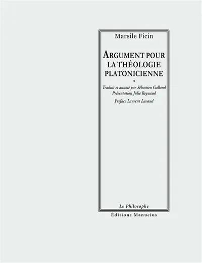 Argument pour la théologie platonicienne