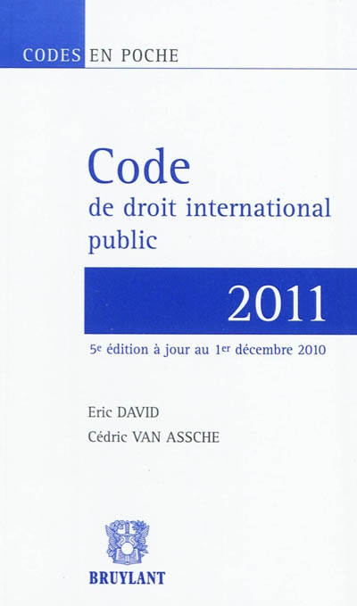 Code de droit international public 2011