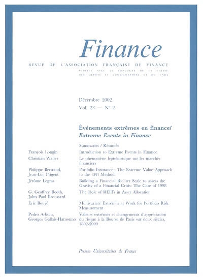 Finance, n° 2 (2002)....