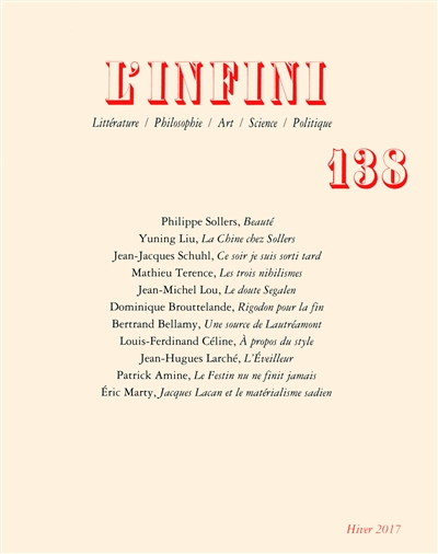 Infini (L'), n° 138