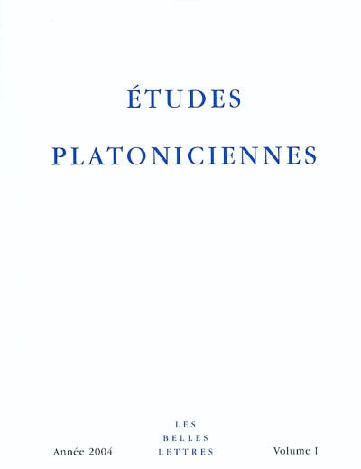 Etudes platoniciennes, n° 1