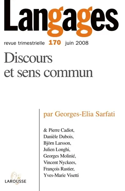 Langages, n° 170. Discours et sens commun
