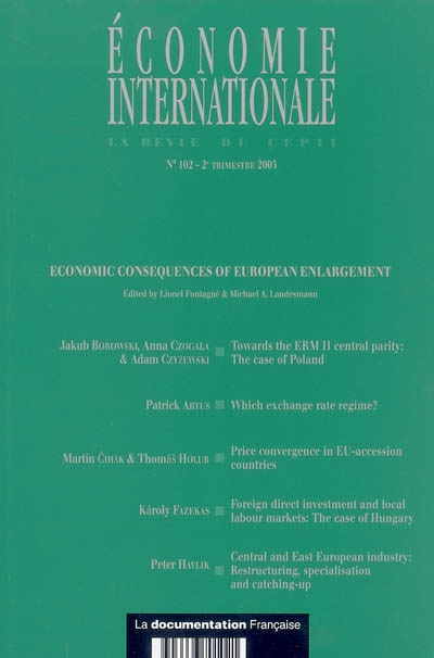 Economie internationale, n° 102. Economic consequences of European enlargement