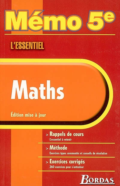 Maths : rappels de cours, méthode, exercices corrigés