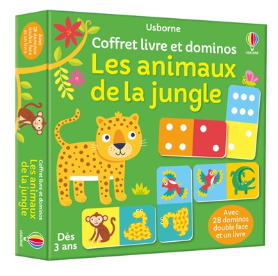 les animaux de la jungle : coffret livre et dominos