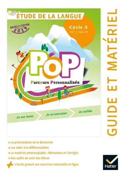 Pop parcours personnalisés, étude de la langue cycle 3, CM1, CM2, 6e : guide et matériel