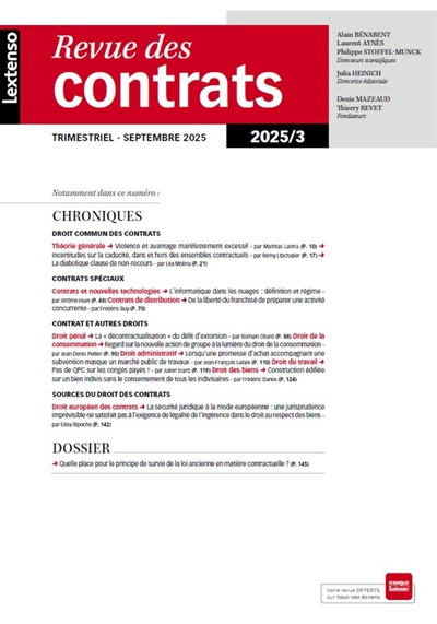 Revue des contrats, n° 3...