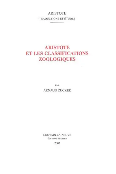 Aristote et les classifications zoologiques