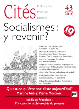 Cités, n° 43. Socialismes : y revenir ?