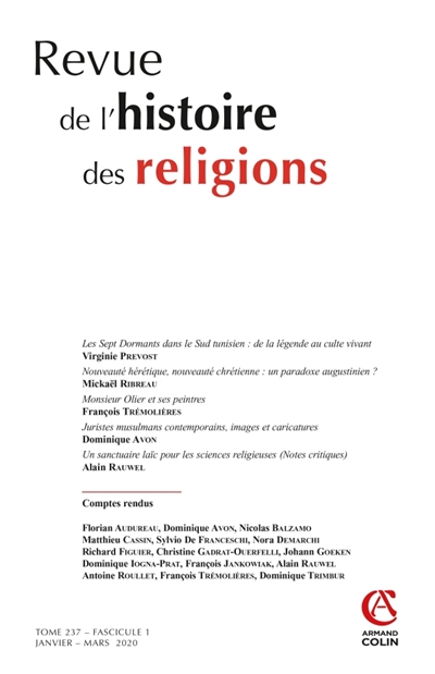 Revue de l'histoire des religions, n° 1 (2020)