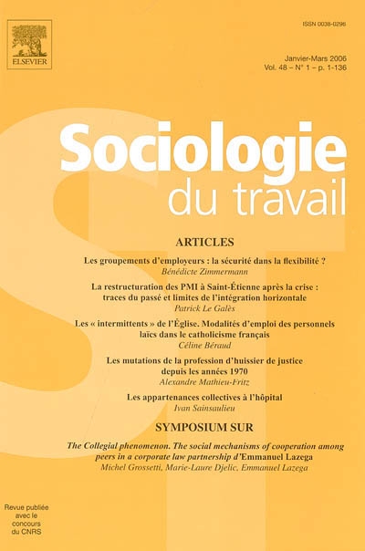 Sociologie du travail, n° 1...