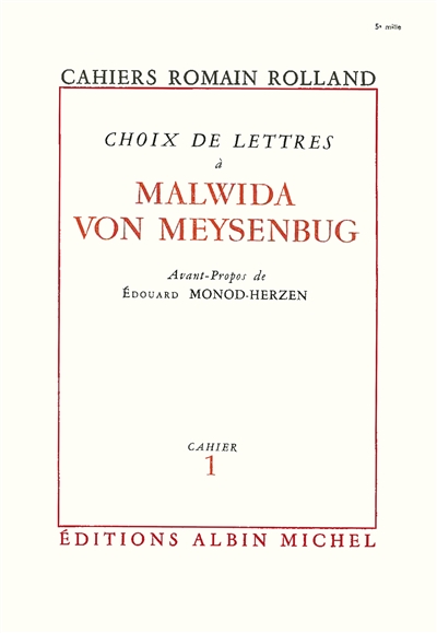Choix de lettres à Malwida von Meysenburg