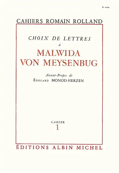 Choix de lettres à Malwida von Meysenburg
