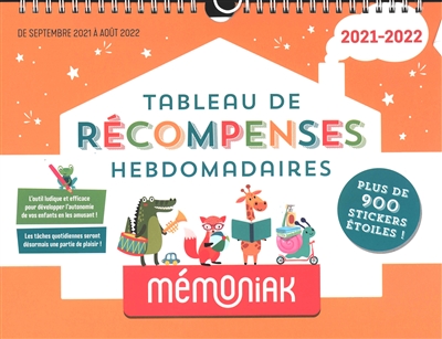 Tableau de récompenses hebdomadaires Mémoniak 2021-2022 : de septembre 2021 à août 2022