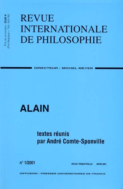 Revue internationale de philosophie, n° 215. Alain