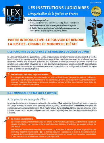 Les institutions judiciaires : l'organisation de la justice en France