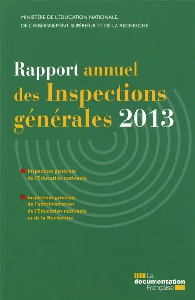 Rapport annuel des inspections générales 2013