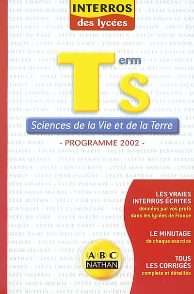 Sciences de la vie et de la terre, terminale S : programme 2002