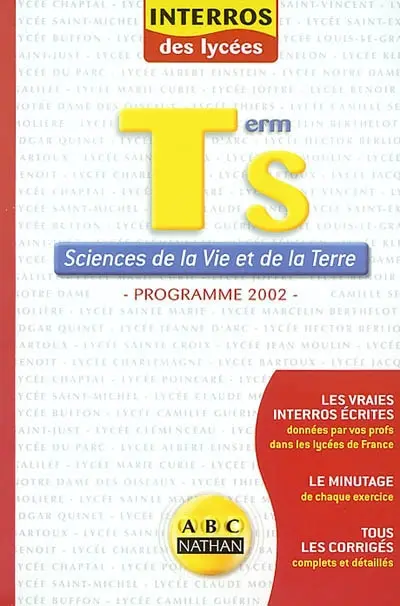 Sciences de la vie et de la terre, terminale S : programme 2002