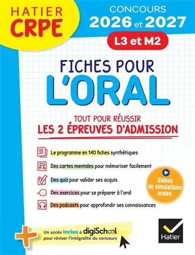 Fiches pour l'oral : tout pour réussir les épreuves d'admission : L3, M2, 2026-2027