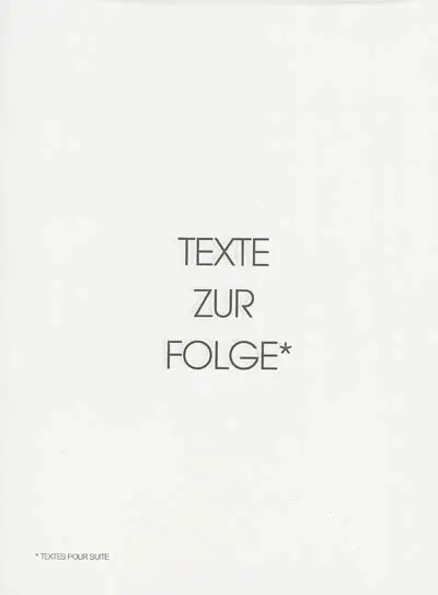 Texte zur Folge. Textes pour suite