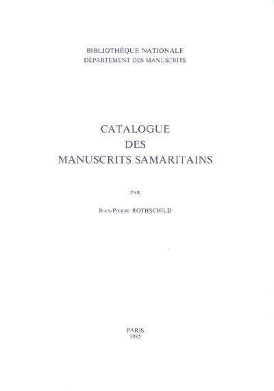 Catalogue des manuscrits samaritains
