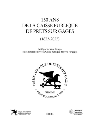 150 ans de la Caisse publique de prêts sur gages : 1872-2022