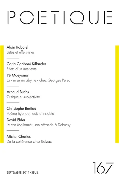Poétique, n° 167
