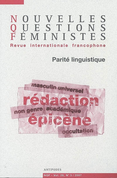 Nouvelles questions féministes, n° 3 (2007). Parité linguistique