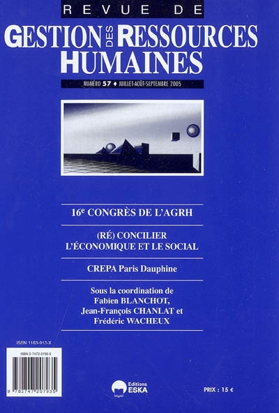 Revue de gestion des ressources humaines, n° 57. 16e Congrès de l'AGRH : (ré)concilier l'économique et le social