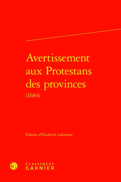 Avertissement aux protestans des provinces : 1684