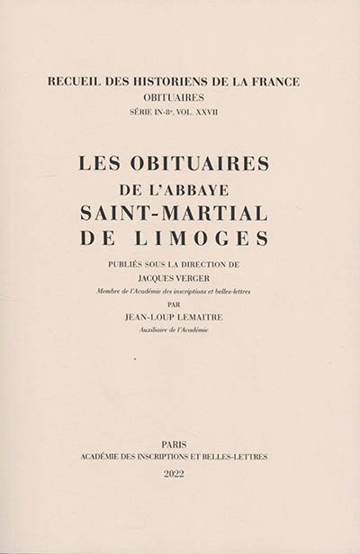 Les obituaires de l'abbaye Saint-Martial de Limoges