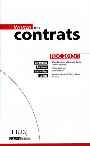 Revue des contrats, n° 1 (2013)